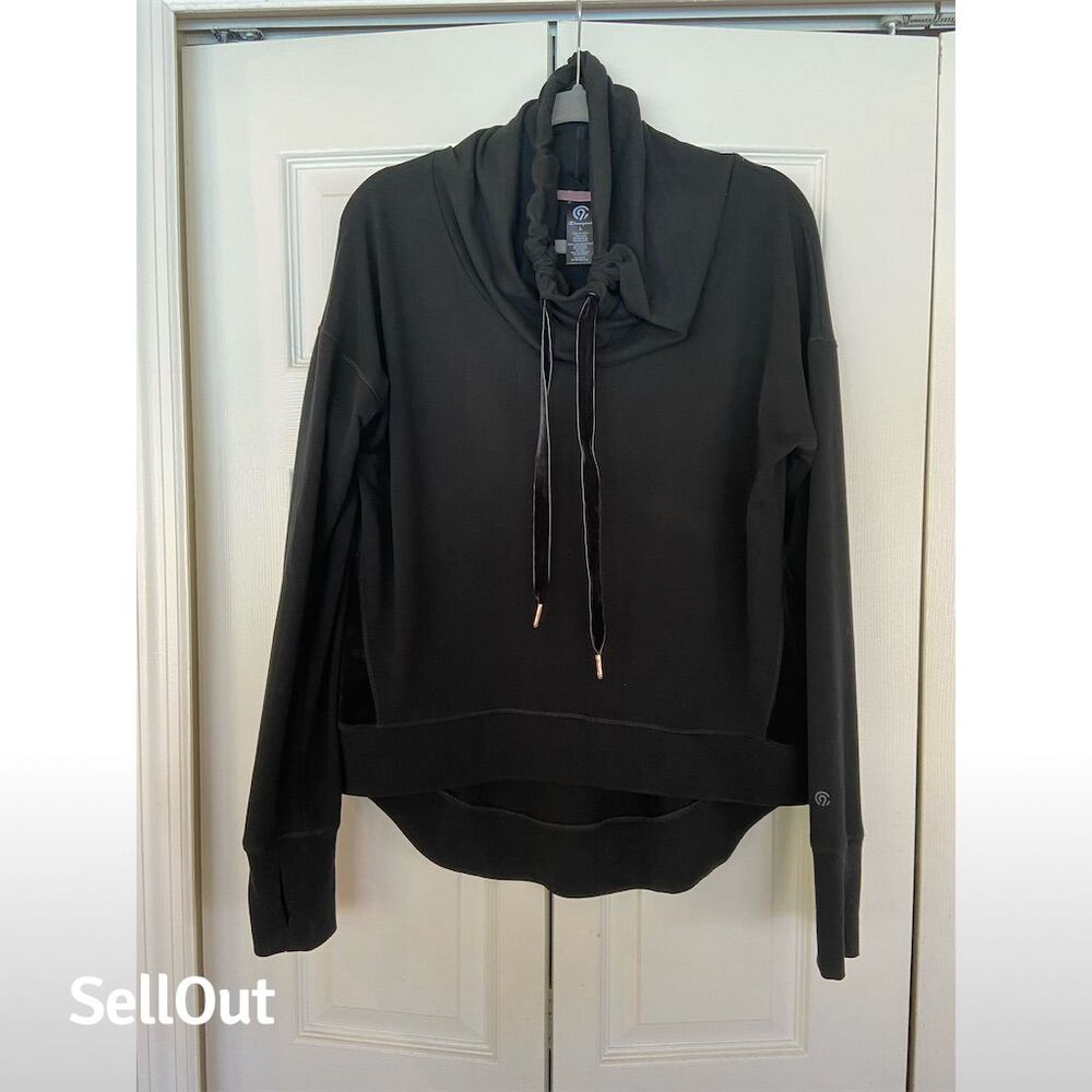 Champion Unisex Black Funnel Neck Pullover Sweatshirt Size L